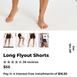 Oiselle Long Flyout shorts, size 6